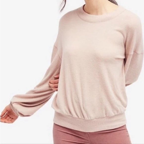 Free People - Beach Crewneck Pullover Long Balloon Sleeve Sweater Size XS - Picture 1 of 12